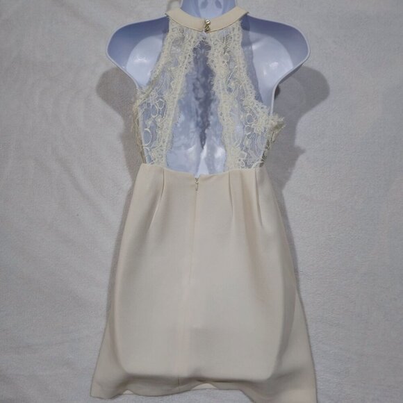 BCBGeneration ✦ Ivory Lace Halter Mini Dress ✦ Bridal Boho Cocktail Romance Sz 0 - Picture 14 of 15